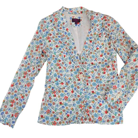 J CREW Campbell Blazer Ruffle Trim Size 0 in Liberty® Edenham Floral Jacket EUC - Picture 13 of 15